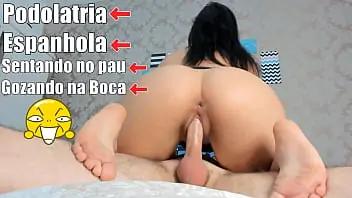 Safada fazendo Footjob, Espanhola, sentando gostoso no pau e Ganhando leitinho na Boquinha e carinha, girl twerkin on the dick