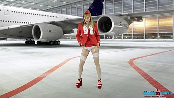 Horny Air Hostess dá a você um tratamento de primeira classe para fazer você gozar