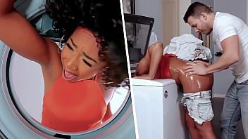 Touching my Girlfriend's Black sMom Stuck in the Washing Machine – MILFED