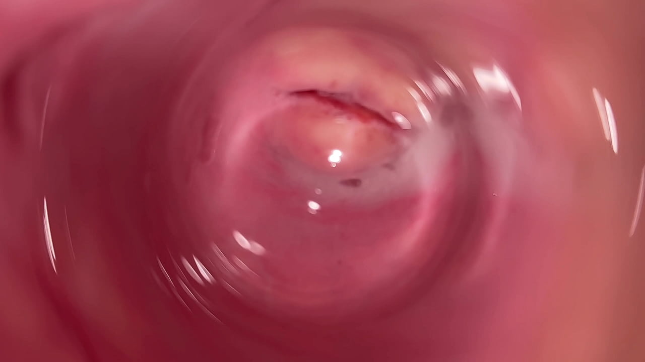 Câmera interna dentro da vagina cremosa apertada, ponto de vista de Dick